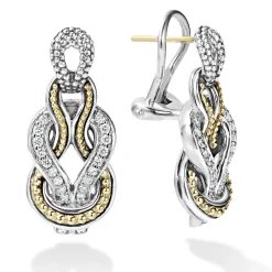 Discount Caviar Knot Diamond Drop Earrings Two-Tone