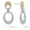 Discount Caviar Oval Diamond Drop Earrings Two-Tone
