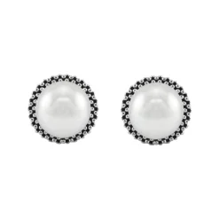 Fashion Caviar Pearl Stud Earrings Silver