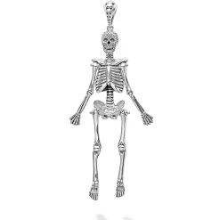 Cheap Caviar Skeleton Pendant Necklace Silver