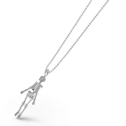 Cheap Caviar Skeleton Pendant Necklace Silver