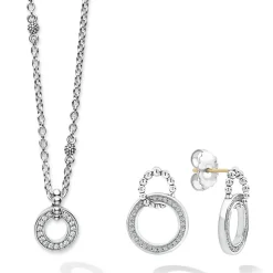 Discount Caviar Spark Diamond Earrings And Necklace Gift Set Two-Tone