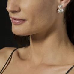 Discount Caviar Square Diamond Stud Earrings Silver