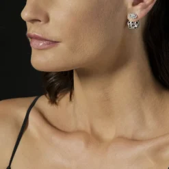 Discount Caviar Square Diamond Stud Earrings Silver