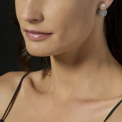 Discount Caviar Square Diamond Stud Earrings Silver