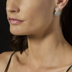 Discount Caviar Square Diamond Stud Earrings Silver