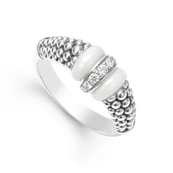 Best Ceramic And Caviar Diamond Ring Silver