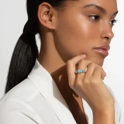 Sale Ceramic And Caviar Diamond Ring Silver