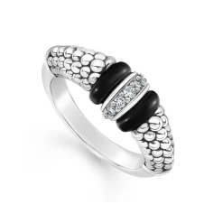 Cheap Ceramic And Caviar Diamond Ring Silver