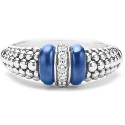 Outlet Ceramic And Diamond Caviar Ring Silver
