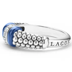 Outlet Ceramic And Diamond Caviar Ring Silver