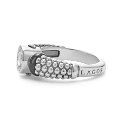 Online Ceramic And Diamond Circle Ring Silver