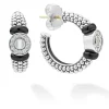 Store Ceramic And Diamond Circle Hoop Earrings Silver