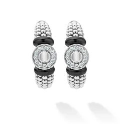 Store Ceramic And Diamond Circle Hoop Earrings Silver