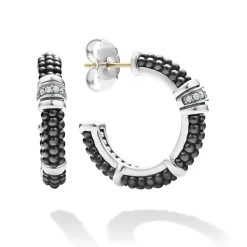 Outlet Ceramic And Diamond Hoop Earrings Diamonds