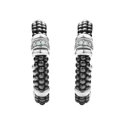 Outlet Ceramic And Diamond Hoop Earrings Silver