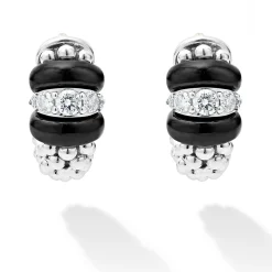 Shop Ceramic And Diamond Huggie Earrings Diamonds