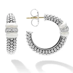 Outlet Ceramic Caviar Diamond Hoop Earrings Diamonds