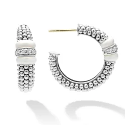 Outlet Ceramic Caviar Diamond Hoop Earrings Diamonds