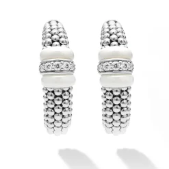 Outlet Ceramic Caviar Diamond Hoop Earrings Diamonds