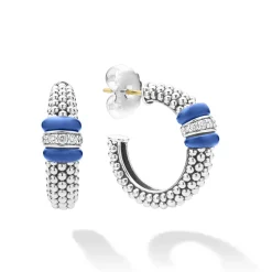 Fashion Ceramic Caviar Diamond Hoop Earrings Diamonds