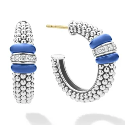 Fashion Ceramic Caviar Diamond Hoop Earrings Diamonds