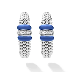 Fashion Ceramic Caviar Diamond Hoop Earrings Diamonds