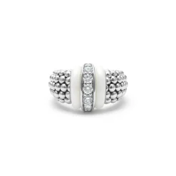 Online Ceramic Caviar Diamond Ring Silver