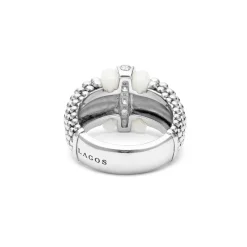 Online Ceramic Caviar Diamond Ring Silver