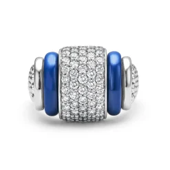 Clearance Ceramic Caviar Diamond Statement Ring Silver