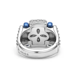 Clearance Ceramic Caviar Diamond Statement Ring Silver