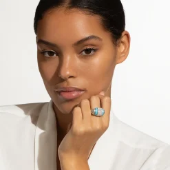 Hot Ceramic Caviar Diamond Statement Ring Diamonds