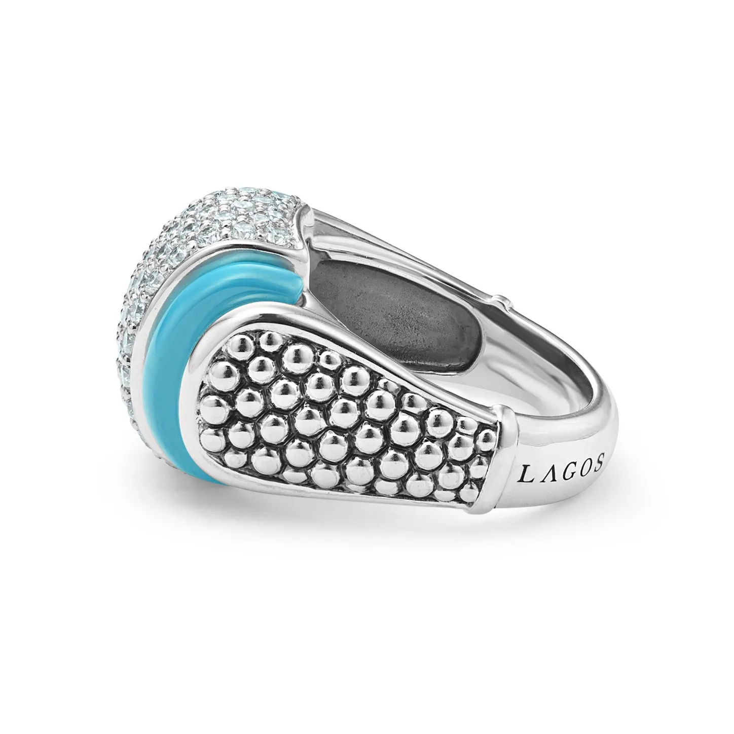 Hot Ceramic Caviar Diamond Statement Ring Diamonds