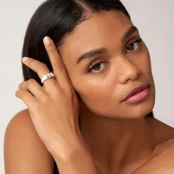 Store Ceramic Diamond Stacking Ring Silver