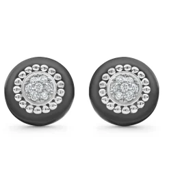 Flash Sale Ceramic Diamond Stud Earrings Silver