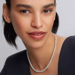 Hot Ceramic Single Bead Station Caviar Necklace Silver