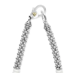 New Ceramic Three Bead Station Caviar Necklace Two-Tone