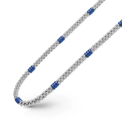 New Ceramic Three Bead Station Caviar Necklace Two-Tone