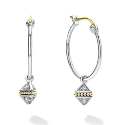 Hot Charm Diamond Hoop Earrings Two-Tone