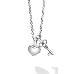Clearance Childs First Heart And Key Necklace Silver