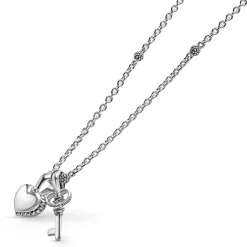 Clearance Childs First Heart And Key Necklace Silver