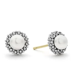 Outlet Childs First Pearl Earrings Silver
