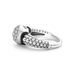 Outlet Circle Ceramic Caviar Diamond Ring Silver