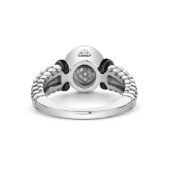 Outlet Circle Ceramic Caviar Diamond Ring Silver