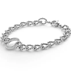 Fashion Circle Diamond Link Bracelet Silver
