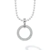 Outlet Circle Diamond Pendant Necklace Silver