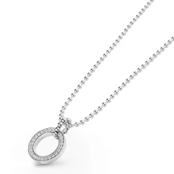Outlet Circle Diamond Pendant Necklace Silver