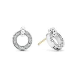 Discount Circle Diamond Stud Earrings Silver