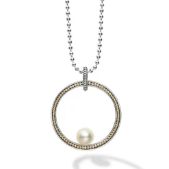 Clearance Circle Pearl Statement Necklace Two-Tone
