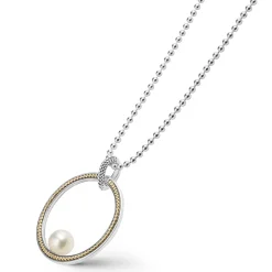 Clearance Circle Pearl Statement Necklace Two-Tone